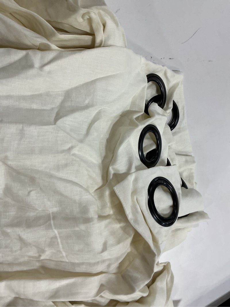 Condition photo showing As Is for european linen grommet curtain, 48x108, ivory