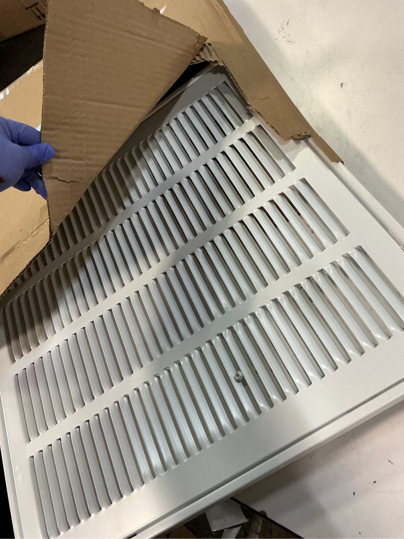 Condition photo showing Good Condition for EZ-FLO 16 x 16 Inch (Duct Opening) Return Air Vent Cover for Wall or Ceiling, Solid Steel Return Air Filter Grille, HVAC Vent Cover, White, 61654 16 in. x 16 in.