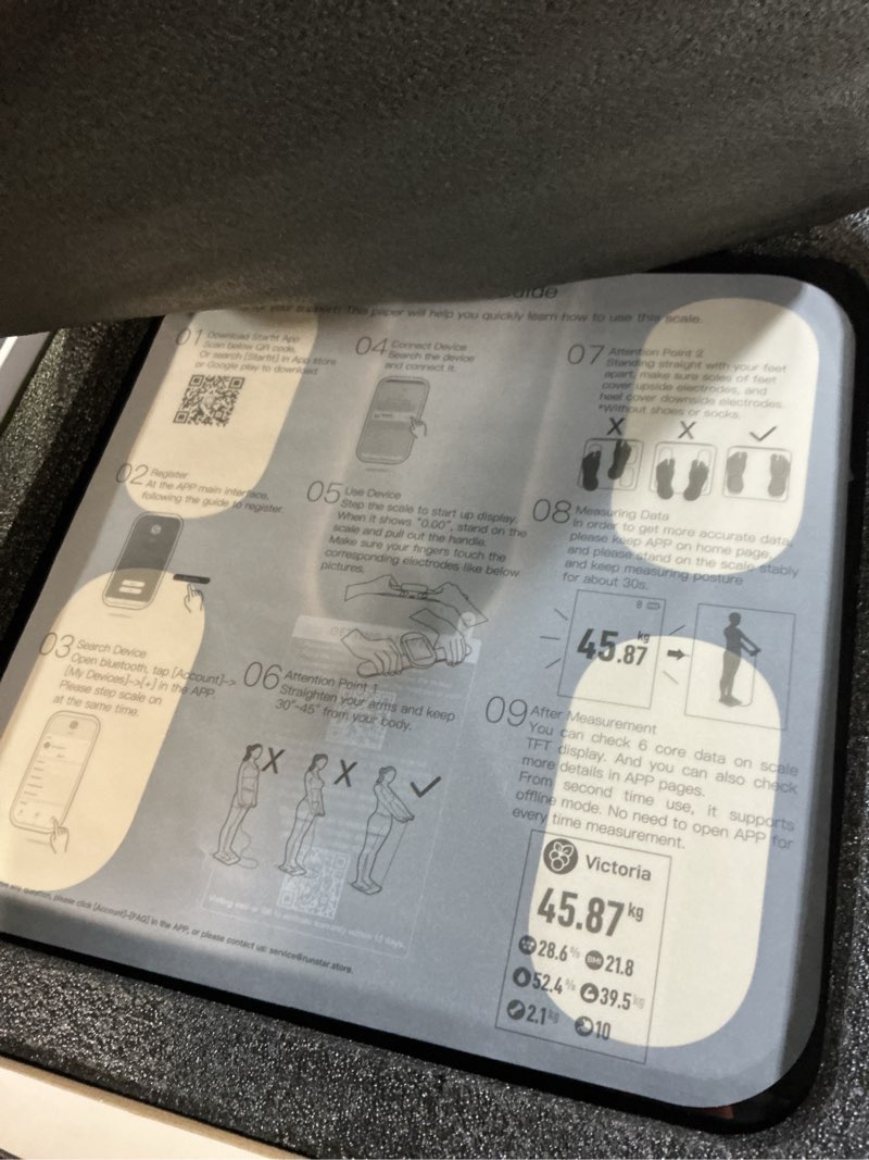 Condition photo showing Good Condition for RunStar Smart Scale FSA&HSA Eligible, 8 Electrodes Digital Bathroom Scale for Body Weight and Fat, BMI, Muscle Mass 28 Body Composition Measurement, with Full-Color TFT LCD on Retractable Handle black