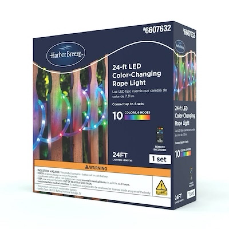 harbor breeze indoor/outdoor 24-ft integrated led multicolor rope light