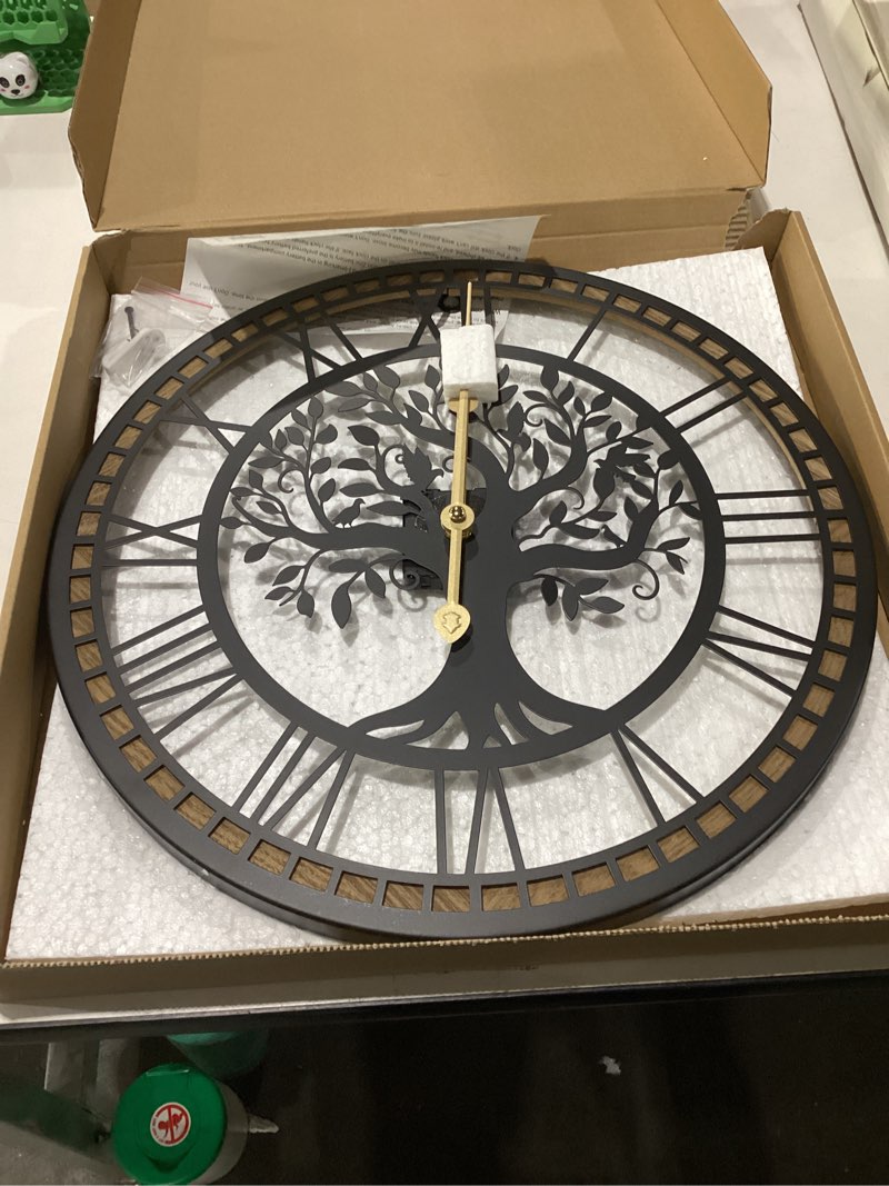 Condition photo showing New/Like New for wall clocks for living room decor - tree of life big wall clock, quiet and no ticking suitable for wall decor, living room decoration, kitchen decoration (16 in)