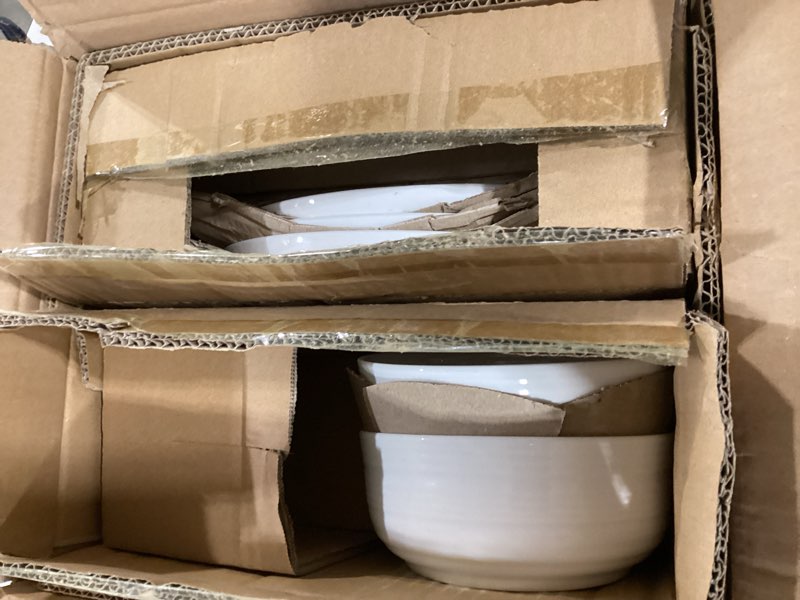 Condition photo showing As Is for incompletemikasa patterson vegan bone china chip resistant 12 piece dinnerware set, service for 4