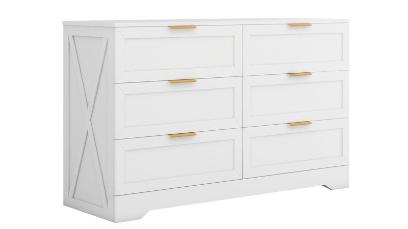 FTZxHKLX 6-Drawer Dresser for Bedroom, Dresser FCD0001WTSAN white