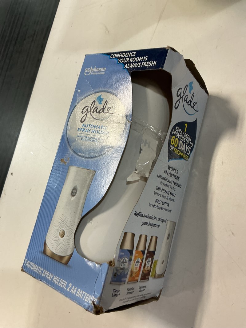 Condition photo showing As Is for glade automatic spray holder, battery-operated air freshener spray, 10.2 oz, 1 count