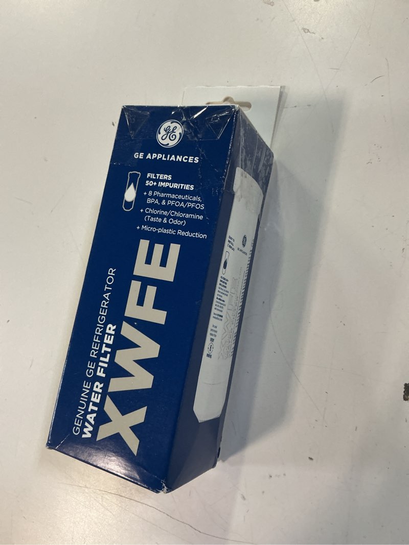 Condition photo showing New/Like New for ge xwfe refrigerator water filter, genuine replacement filter, certified to reduce lead, sulfur, and 50+ other impurities, replace every 6 months for best results, pack of 1