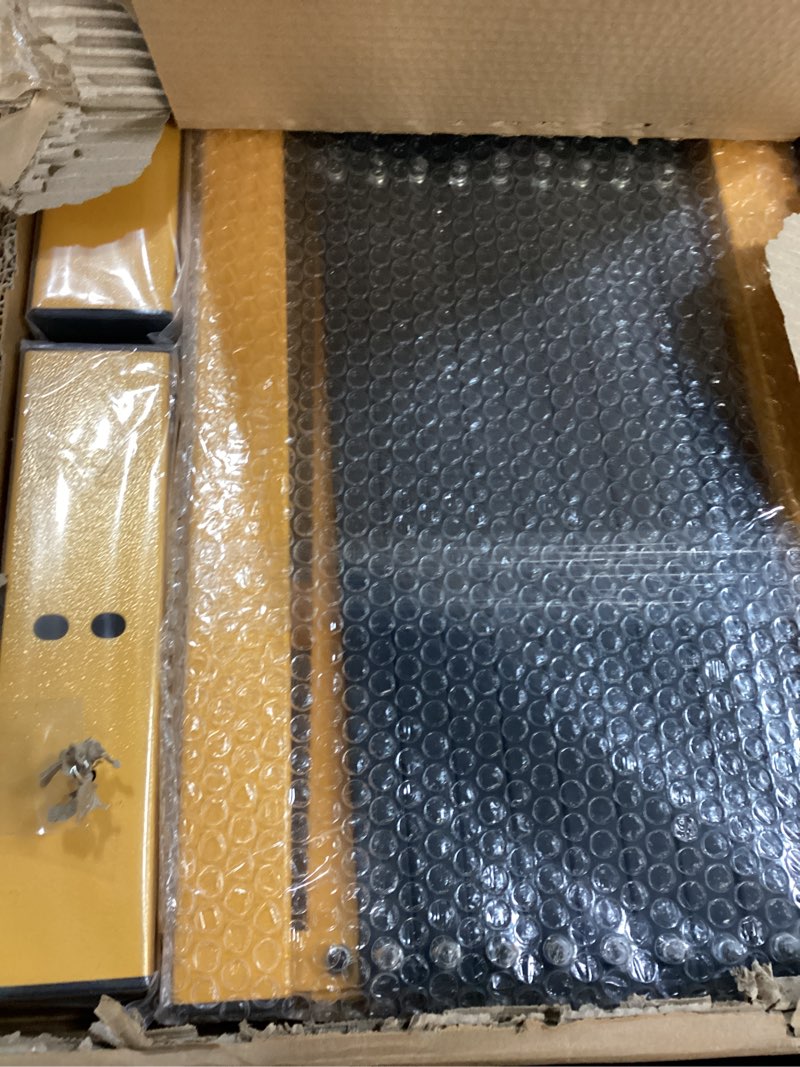 Condition photo showing Good Condition for 11.5FT Expandable Barricade Gate, Expandable Metal Barricade Gate Alloy Fence with Wheels, Retractable Crowd Control, for Industrial or Residential Use (Yellow, 11.5FT)