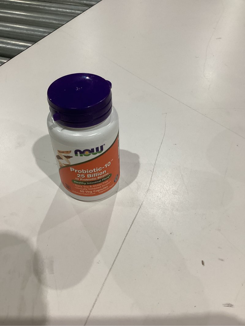 Condition photo showing New/Like New for NOW Foods Supplements, Probiotic-10™, 25 Billion, with 10 Probiotic Strains, Dairy, Soy and Gluten Free, Strain Verified, 50 Veg Capsules 50 Count (Pack of 1) Supplements