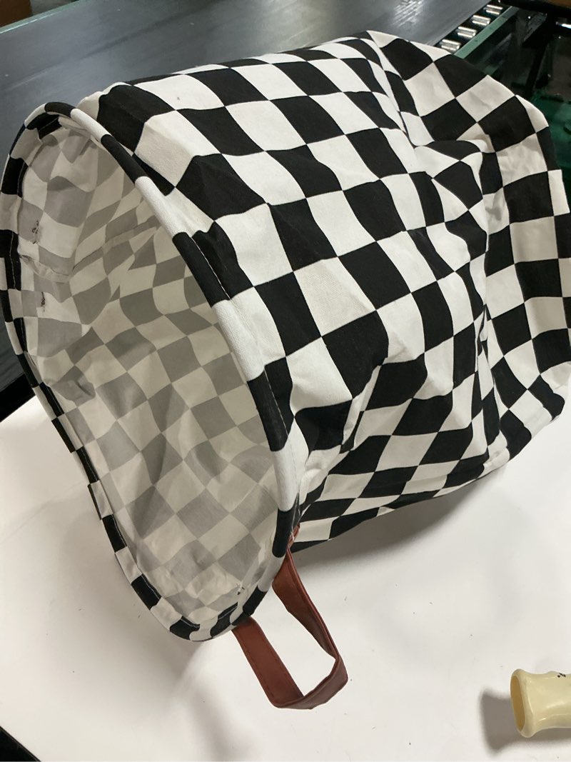 Condition photo showing As Is for langyashan laundry basket canvas fabric collapsible organizer basket for storage bin toy bins gift baskets bedroom clothes children nursery hamper (racing flag)
