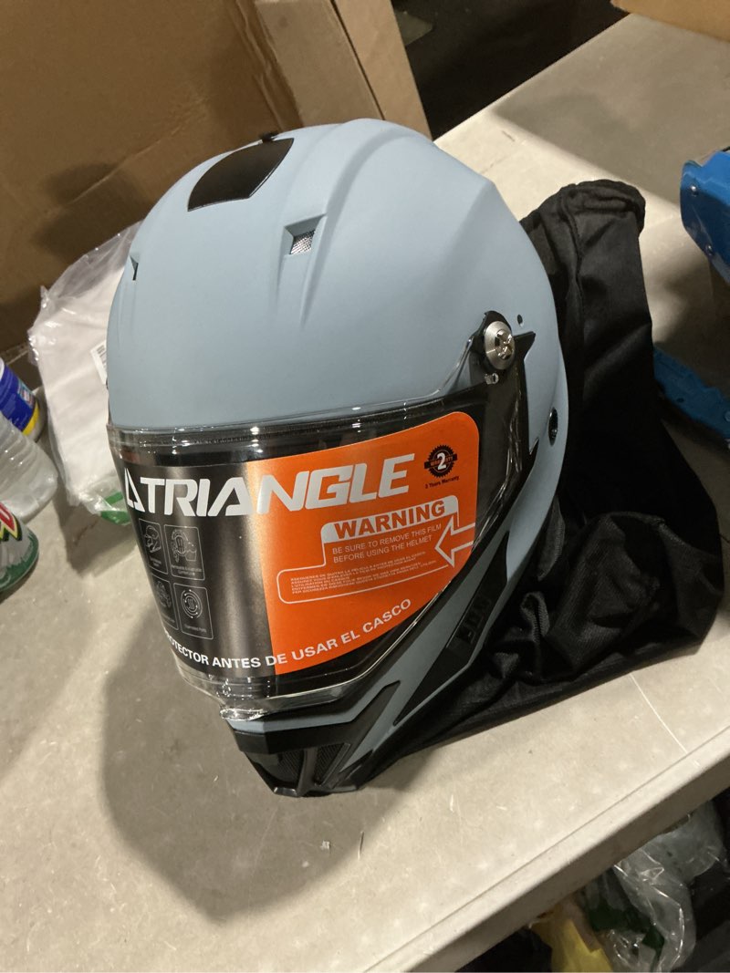 Condition photo showing Good Condition for triangle full face motorcycle helmet dual sport off-road motocross helmets for men (large, gray)