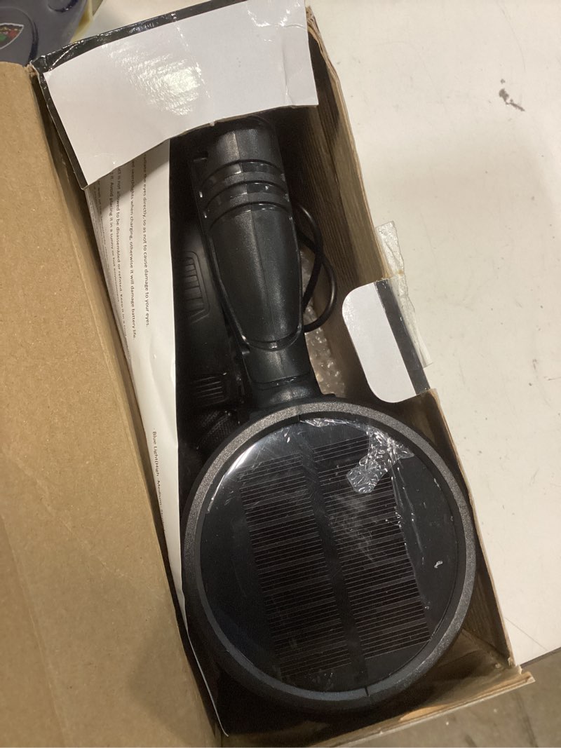 Condition photo showing Good Condition for Kmivo Rechargeable Spotlight, 99,000 Lumens Super Bright Handheld Led Flashlight, Outdoor Spot Light with Cob Light and Solar Panelsfor Boating Camping