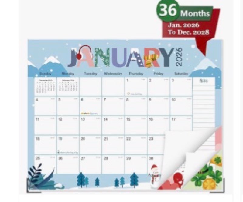 GuassLee Desk Calendar 2026-2028,36 Months 22" x 17" Large Calendar from January. 2026 to December. 