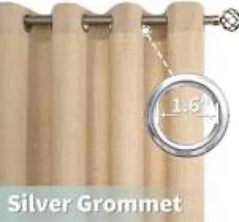 LAMIT Natural Beige Linen Curtains for Bedroom, 63 inches Grommet Thermal Insulated Thick Burlap Farmhouse Neutral Curtains Noise Reducing Light Filtering Drapes for Living Room, 2 Panels, W38 x L63 38\"W x 63\"L (Pack of 2) Natural