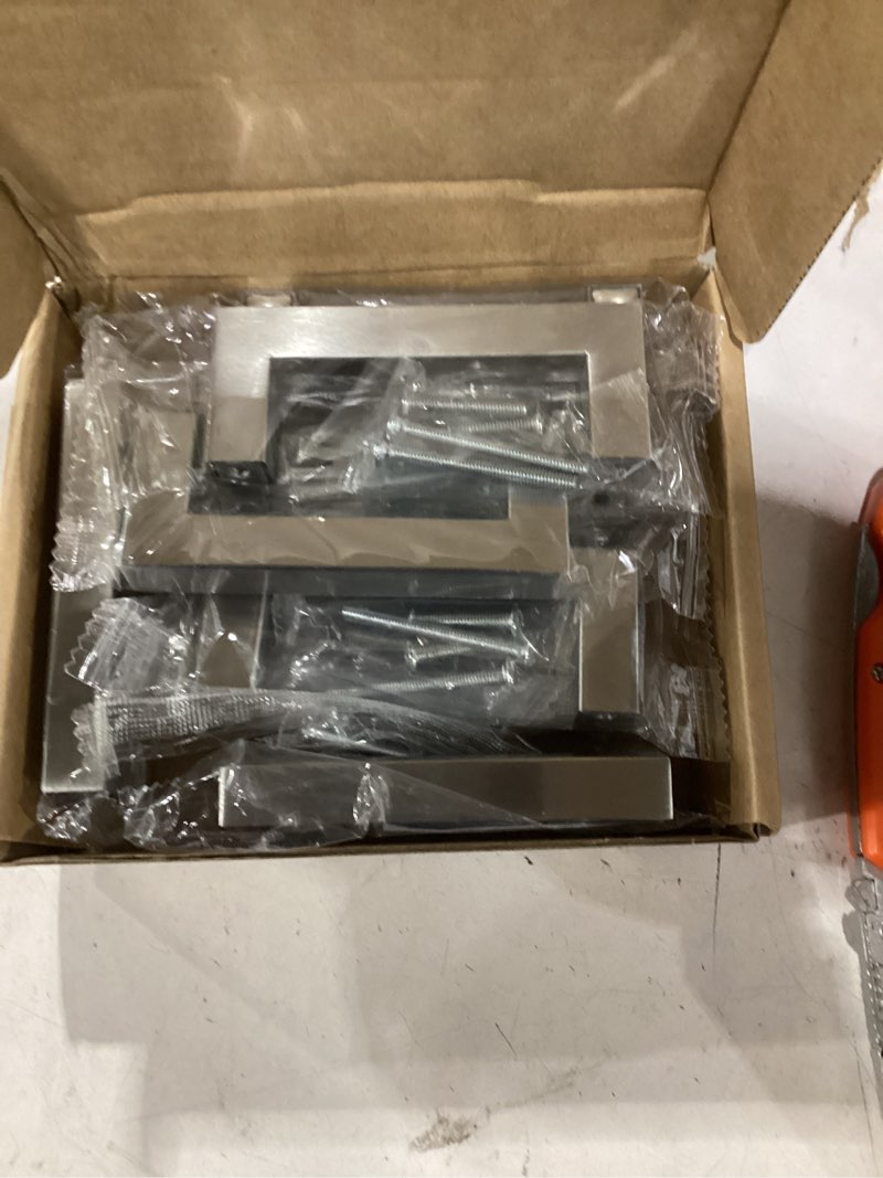 Condition photo showing New/Like New for cabinet pulls brushed nickel cabinet handles square drawer pulls, 10 pack 3 inch stainless steel kitchen door cupboard cabinet handles, cabinet hardware drawer handles, 76mm hole centers 10 3 inch hole centers (76 mm)