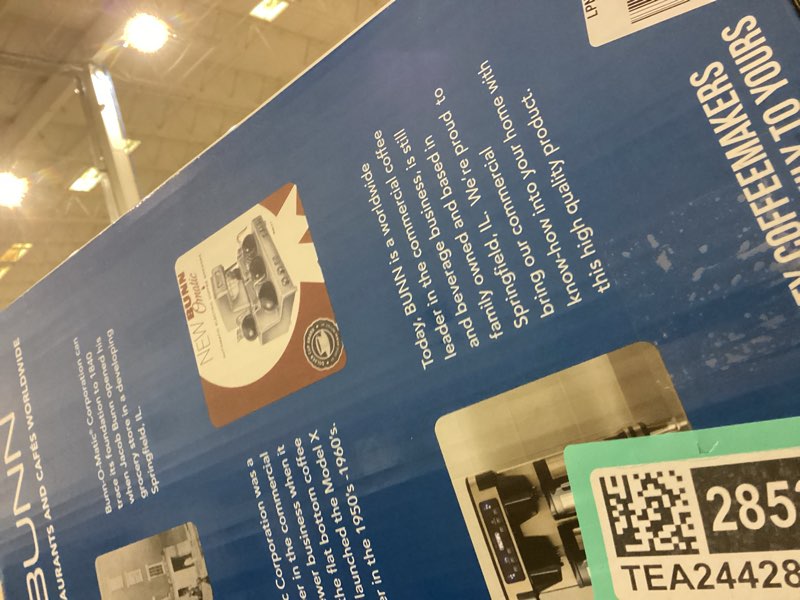 Condition photo showing As Is for BUNN HB Heat N Brew Programmable Coffee Maker, 10 cup, Stainless Steel, 46500.0003