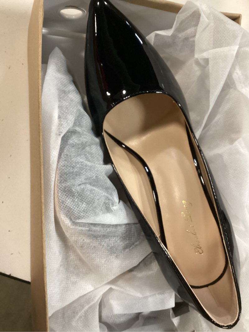 Condition photo showing New/Like New for elisabet tang women's high heels pumps closed pointed toe stiletto 4inch heels classic office special dressy wedding pump shoes 7 black