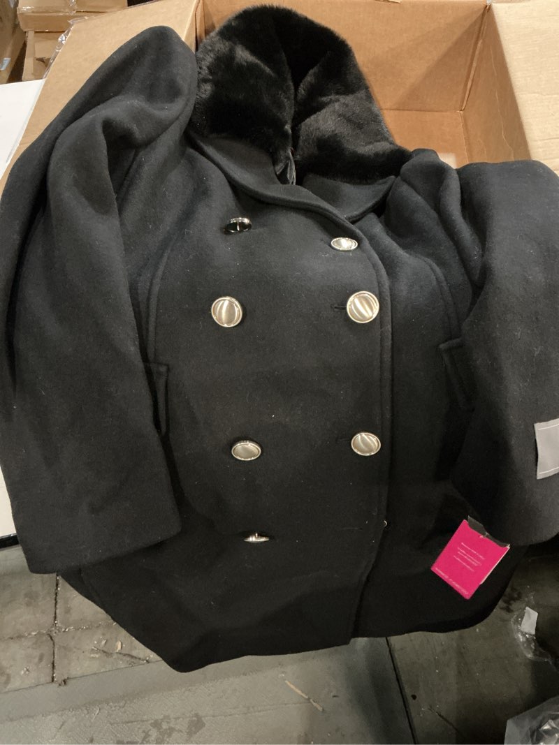 Condition photo showing item condition for (( Size L))Vince Camuto Winter Coats - Women Double-Breasted Faux Collar Wool Womens Jacket Black