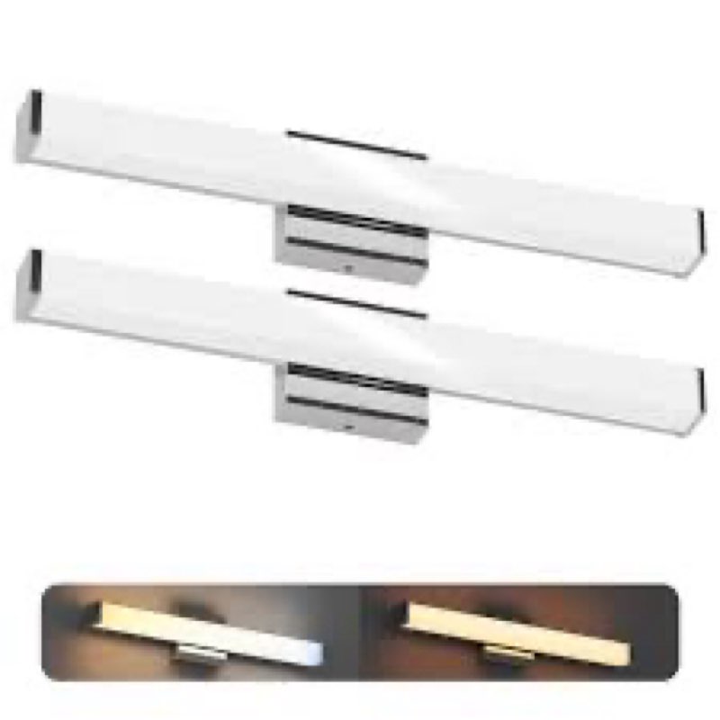 JULLISON 24 Inch Bathroom Vanity Light Fixtures with Night Light: Long Square Wall Mounted LED Light