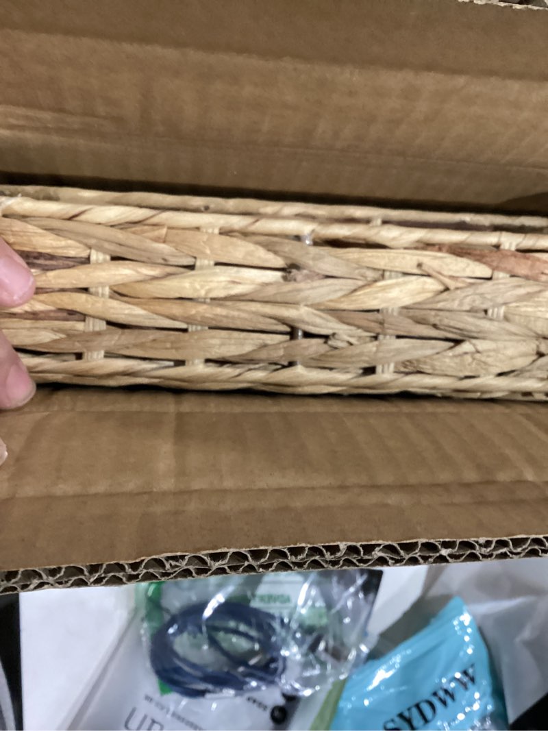 Condition photo showing Good Condition for 2 Pcs A4 File Tray, Water Hyacinth Desk Basket, Wicker Paper Tray File Baskets, Woven Letter Size Documents Trays, Magazine Files Storage Basket Organizer Bin for Office, Toilet, Desk