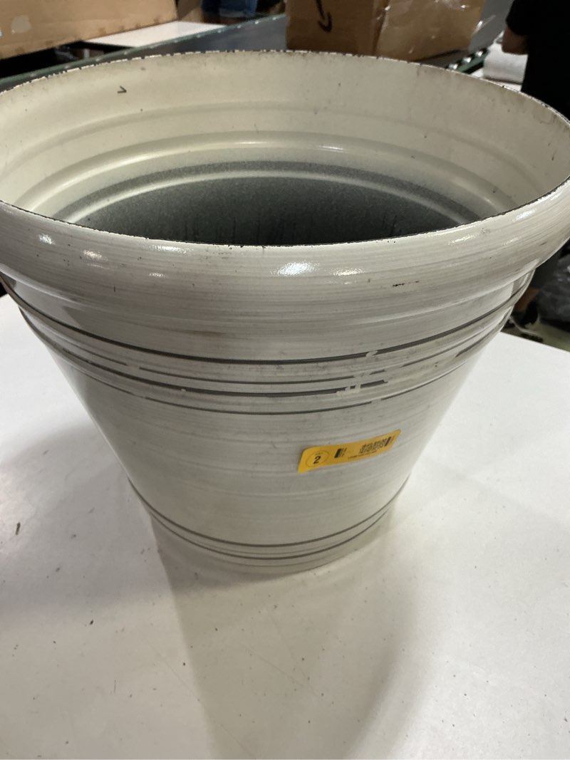 Condition photo showing Good Condition for style selections round 16.49-in w large white recycled plastic contemporary/modern indoor/outdoor planter with drainage holes