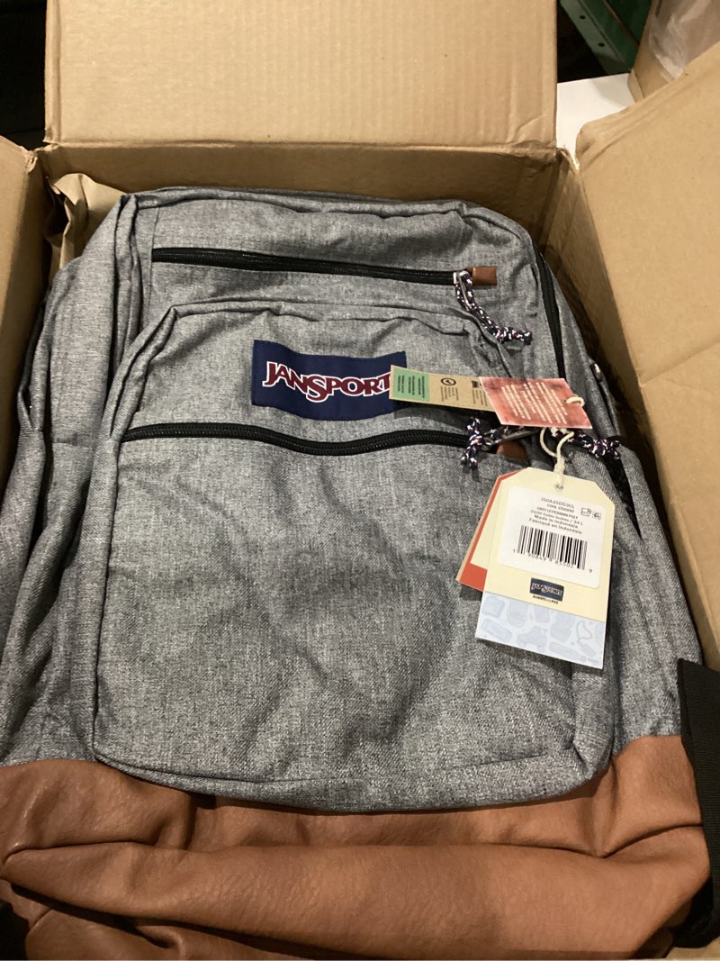 Condition photo showing Good Condition for jansport cool backpack, with 15-inch laptop sleeve - large computer bag rucksack with 2 compartments, ergonomic straps, grey letterman grey letterman poly one size