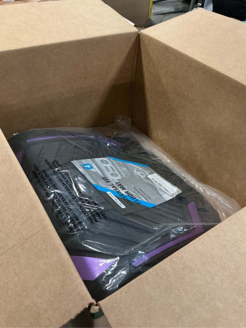 Condition photo showing Good Condition for pic auto heavy duty rubber floor mats, purple aluminum film car mats set, front and rear car mats with anti-slip backing, all weather protection, trim-to-fit for automotive suv, sedan, van