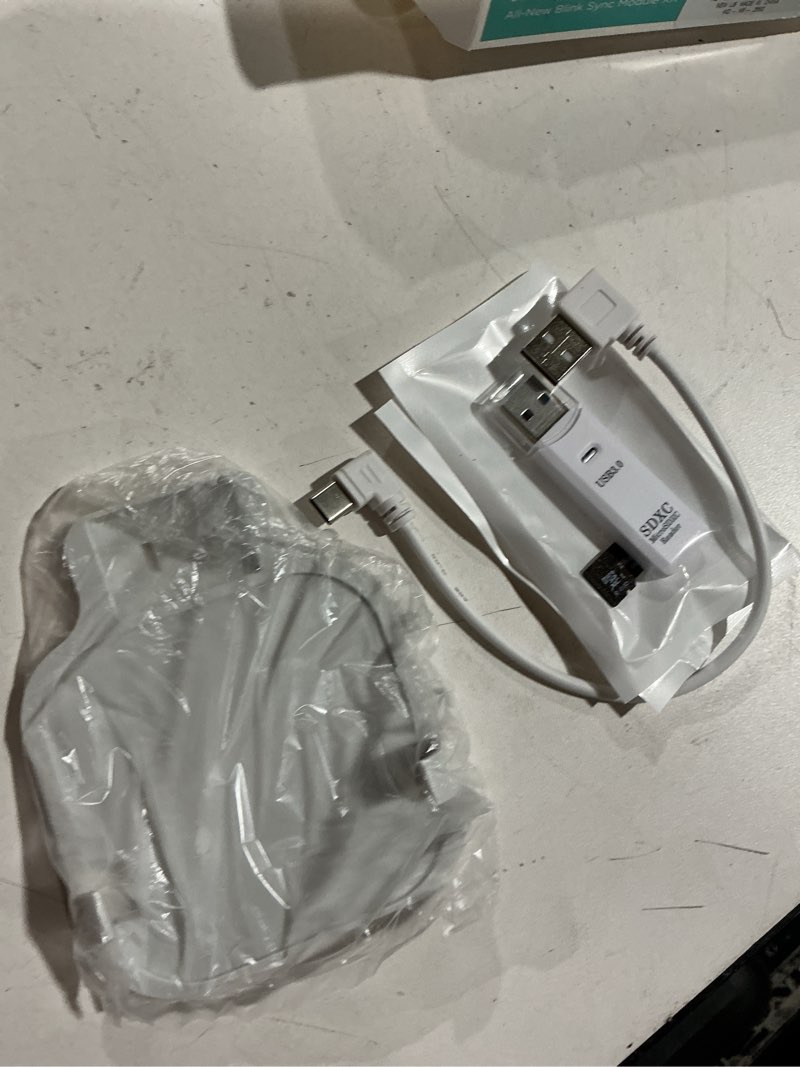Condition photo showing As Is for 256gb micro sd card & outlet wall mount for blink sync module xr with short cable, sd card for local video storage with reader, save space, mount bracket for blink outdoor indoor security system xr mount with sd card white