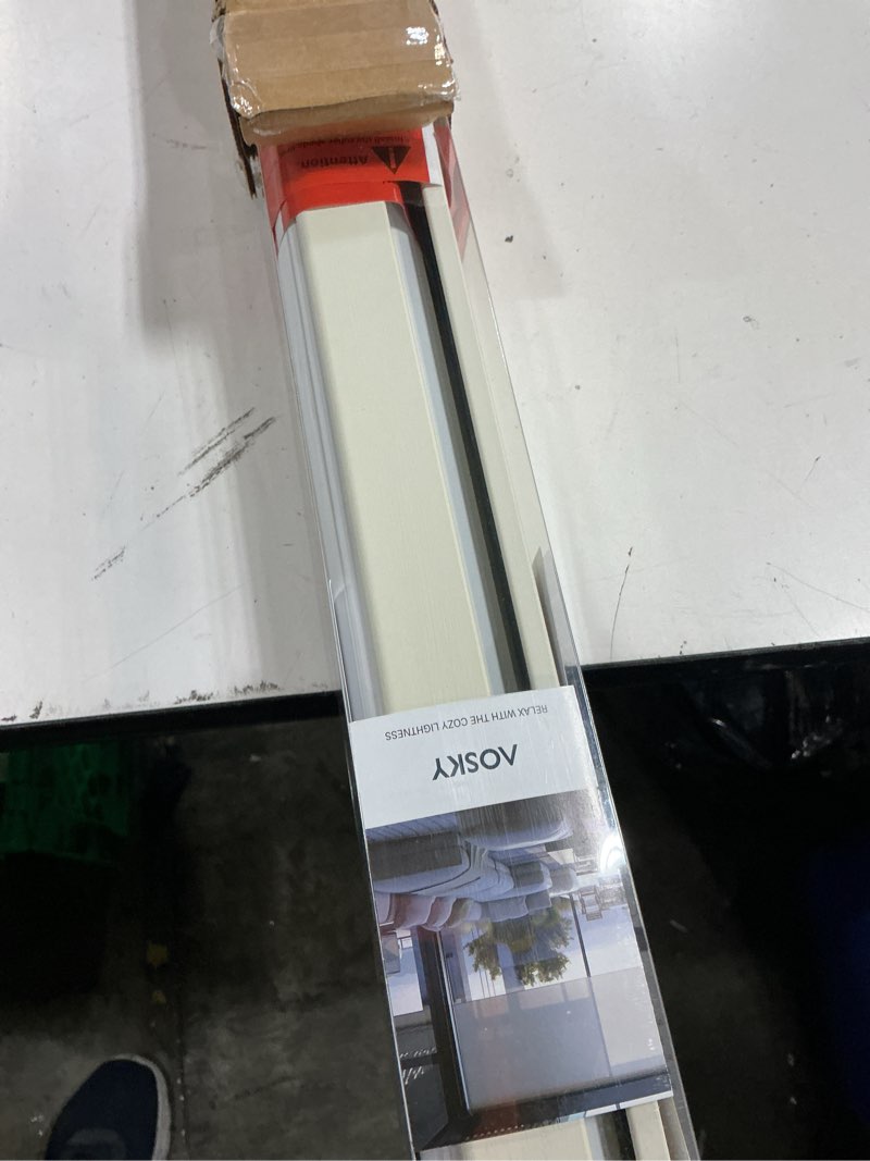 Condition photo showing New/Like New for aosky blackout roller shades cordless blinds for windows, free-stop shades with valance, thermal insulated fabric, uv protection, blinds for home and office (33.5" w x 72" h, linen beige linen beige 33.5"w x 72"h