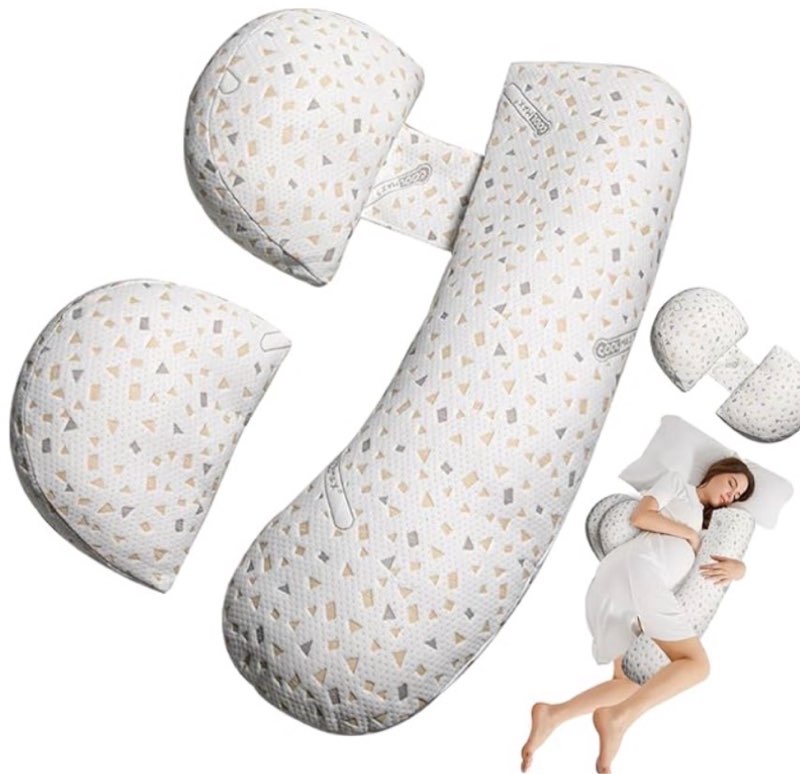 pregnancy pillow for sleeping, maternity pillow support for hips, backs, legs, maternity pillow with detachable and adjustable pillow cover