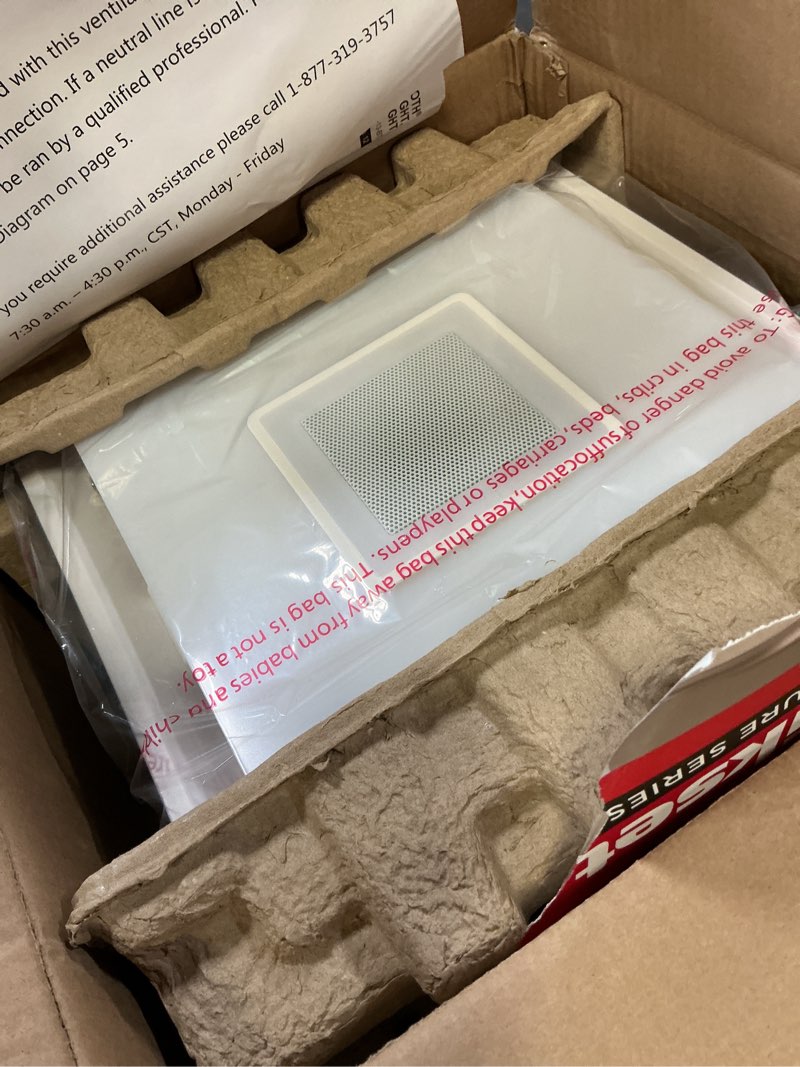 Condition photo showing Good Condition for homewerks 1.5-sone 110-cfm white decorative lighted bluetooth compatibility bathroom fan