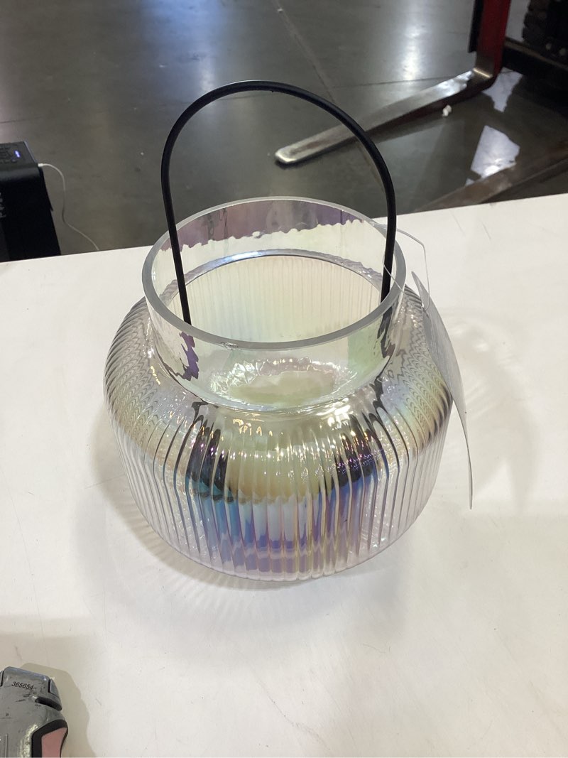 Condition photo showing As Is for style selections 7.28-in x 9.84-in clear glass led light outdoor decorative lantern
