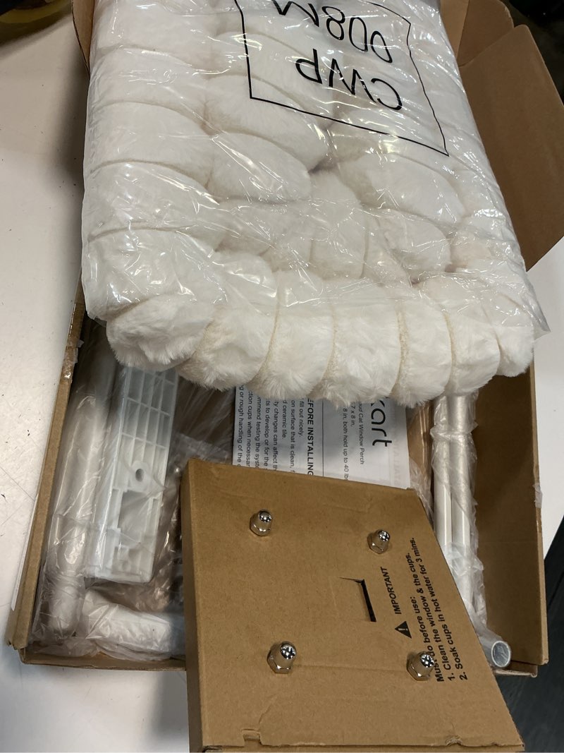 Condition photo showing Good Condition for zakkart snugcloud foldable cat window perch - cordless, ultra soft machine washable bed with 4-sided bolster, metal frame - window hammock for large cats and kittens (cream white, medium) cream white medium (22.8"x15.7")
