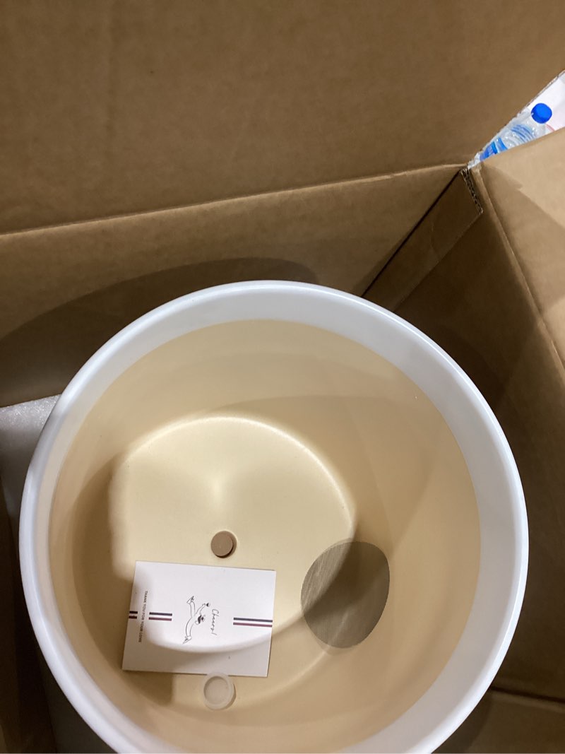 Condition photo showing New/Like New for le tauci 12 inch pot for plants, ceramic planters for indoor plants, mid-century modern cylinder flower pots with drainage hole, fits fiddle leaf fig & monstera, home decor, white 12 inch white