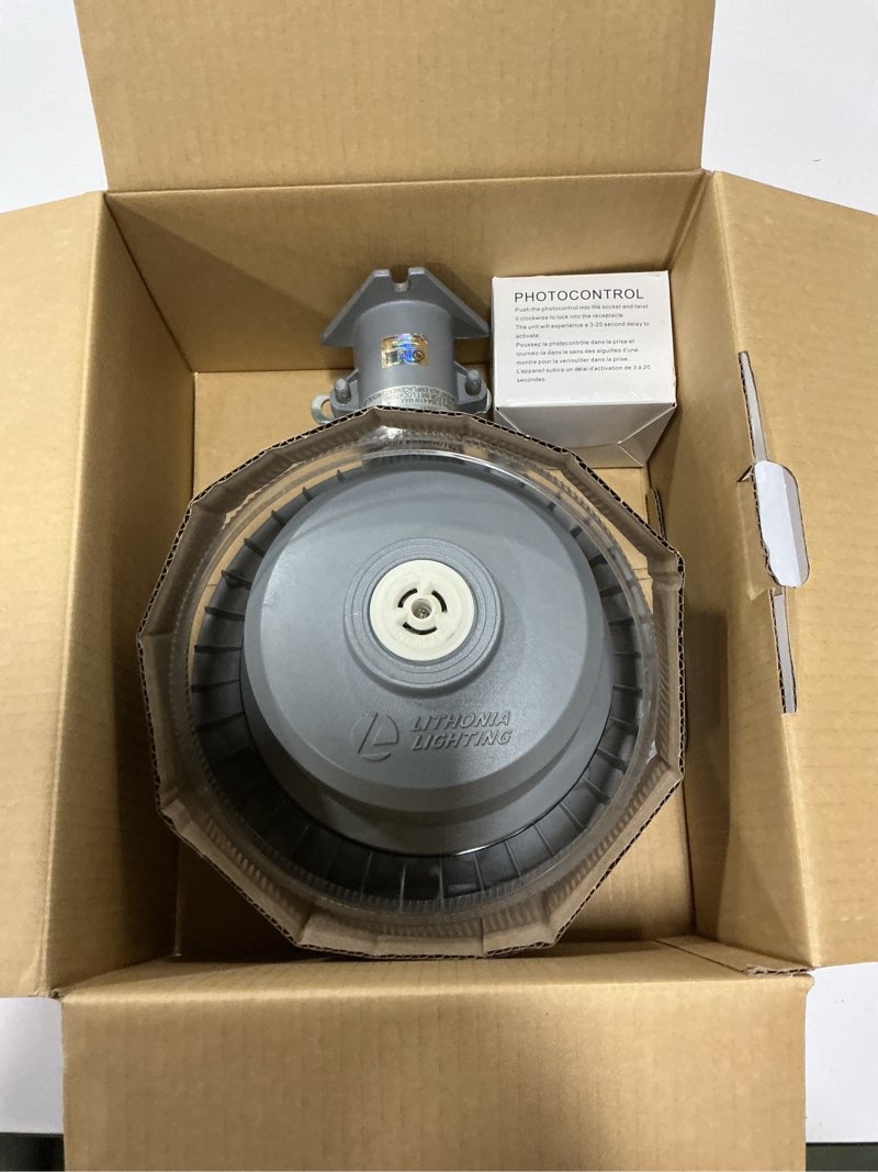 Condition photo showing As Is for Lithonia Lighting BGR ALO SWW2 MVOLT PER DNA M2 Outdoor LED Switchable MVOLT Photocell Security Light, Gray