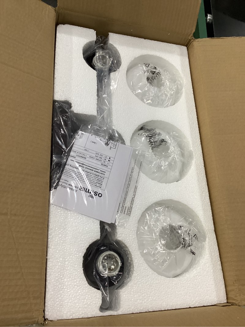 Condition photo showing New/Like New for 3-light bathroom lighting fixtures over mirror, 21" oil rubbed bronze vanity lights farmhouse bath wall sconce with milk glass for bath, os-yq9167-3aw bronze, milk glass 3 - light
