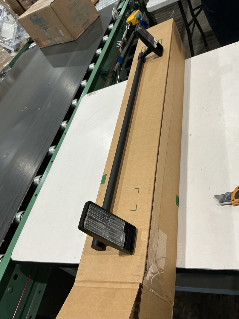 Condition photo showing As Is for command bath matte black towel bar with water resistant command strips, bathroom organizer, 24 in bar length holds up to 10 lbs