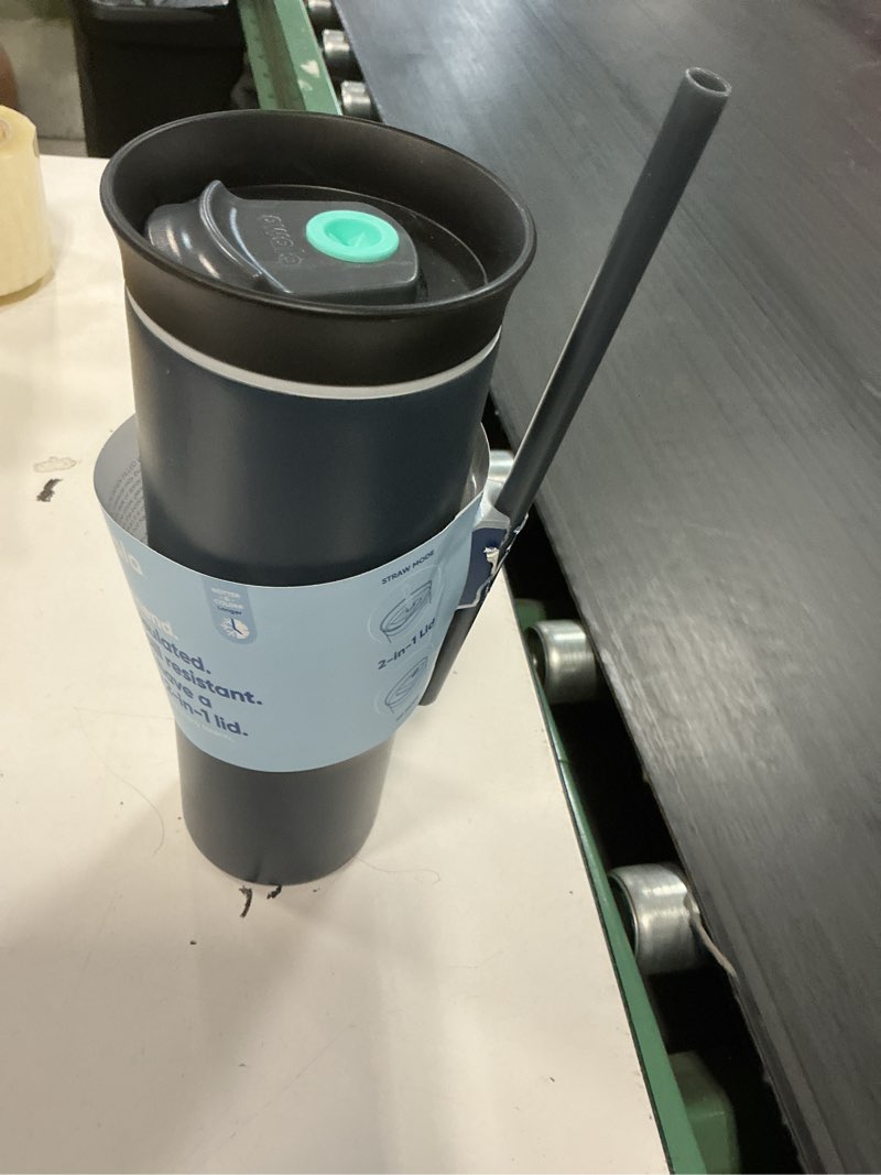 Condition photo showing Good Condition for owala stainless steel triple layer insulated travel tumbler with spill resistant lid and straw, bpa free, 24 oz, black/grey (foggy tide) foggy tide 24 ounces (pack of 1)
