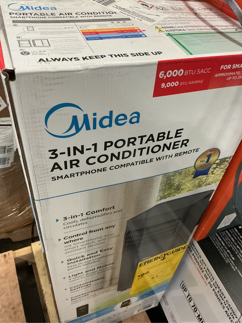 Condition photo showing As Is for midea duo 10000 btu (doe) 115-volt vented medium room smart portable air conditioner
