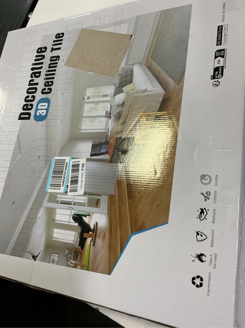 Condition photo showing New/Like New for art3d 12-pack 24x24 inch pvc waterproof drop ceiling tiles for home décor - 2x2 ft 3d modern ceiling panel for suspended grid, black 24"x24" black 12