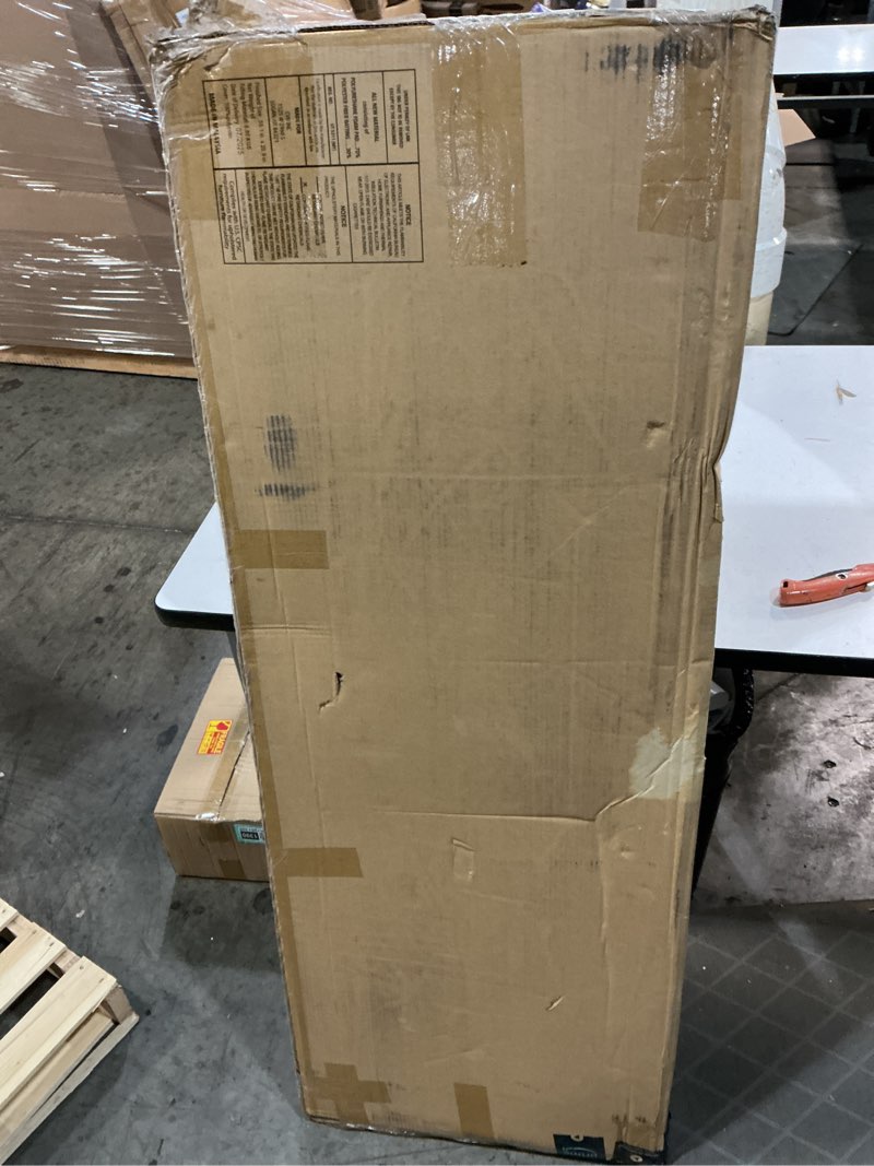 Condition photo showing New/Like New for lucid mid-rise upholstered headboard - diamond tufted - padded polyester - adjustable height from 34” to 46” - easy assembly - bed frame or wall mount - sturdy - cobalt - full / full xl size cobalt full/full xl diamond tufting