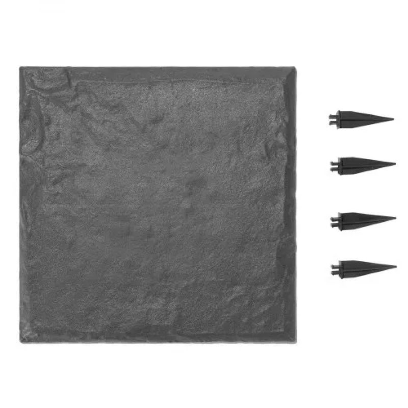 vevor garden stepping stones, 16pcs 15.5 x 15.5 in, decorative stepping stones with stakes, weather-resistant plastic pathway pavers, smooth surface, outdoor walkway for lawn patio landscape, grey