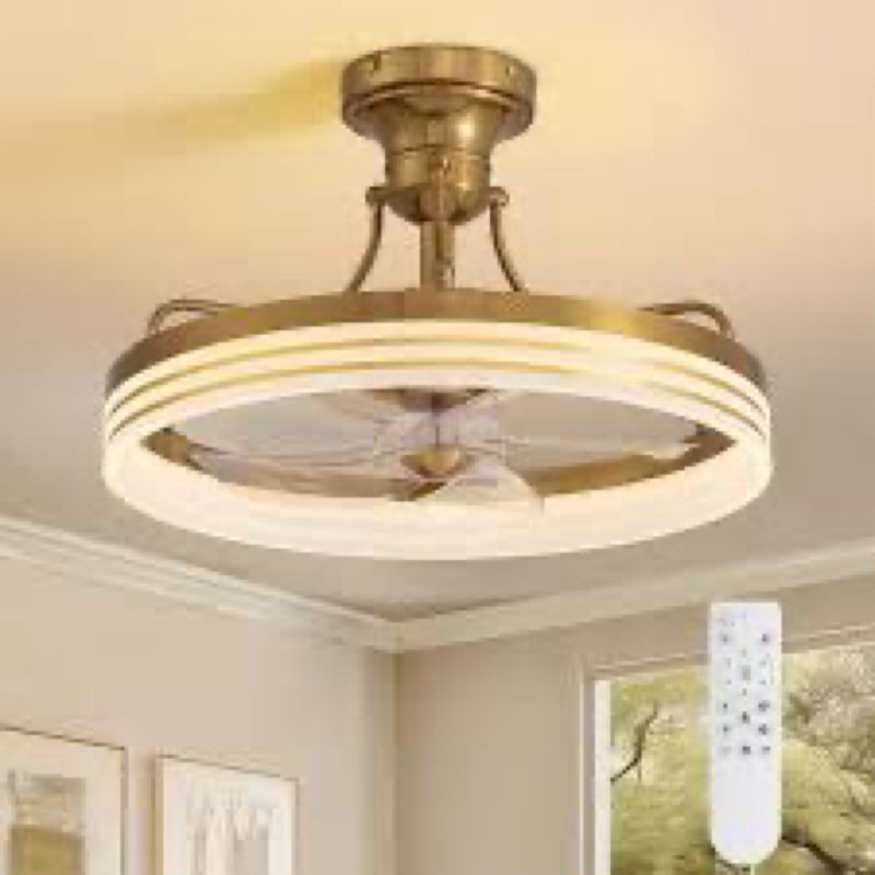 19.7" modern flush mount ceiling fans with led light dimmable low profile ceiling fans with light