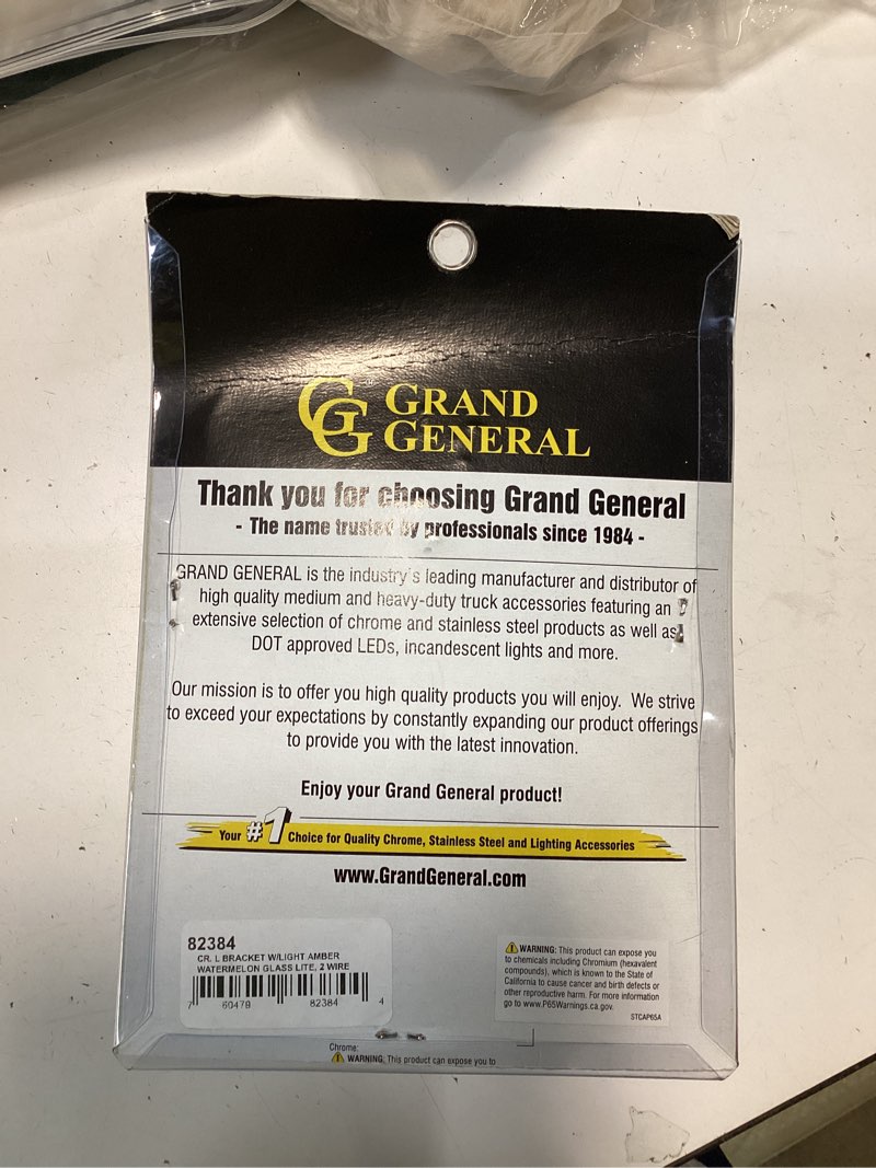 Condition photo showing New/Like New for GG Grand General 82384 Chrome L Bracket with Light Amber Watermelon Glass Lite, 2 Wire