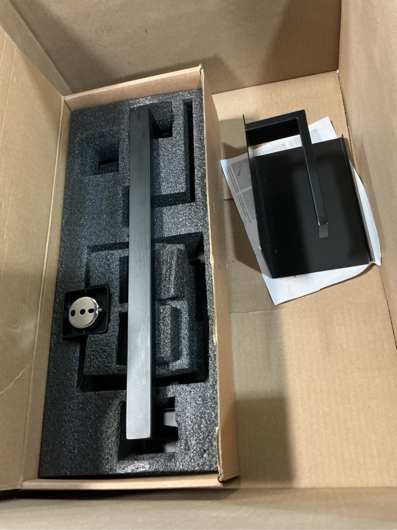 Condition photo showing Good Condition for tnoms black towel bar set 5-piece bathroom hardware set including 23.6 inch towel bar,towel ring towel hook and toilet paper holder with shelf,stainless steel bathroom accessories set