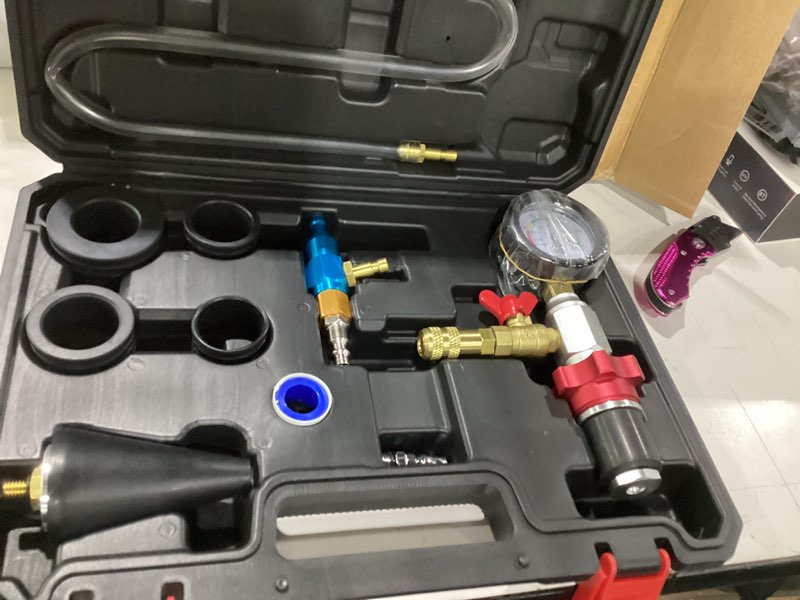 Condition photo showing As Is for bilitools 10-piece coolant vacuum refill kit,quick airlift coolant refill tool for most vehicles 10-pc coolant vacuum refill kit