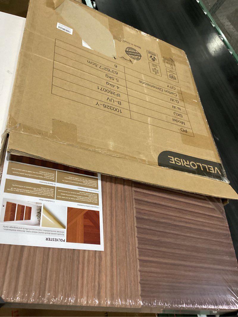 Condition photo showing Good Condition for acoustic wall panels, 6 piece 23.62" x 23.62" peel and stick wall panels | high-density polyester fiber self adhesive soundproofing for interior wall décor, haven panel divide 72 x 48 inches haven panel divide