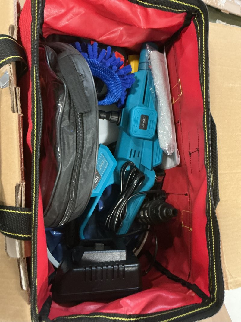 Condition photo showing Good Condition for Cordless Pressure Washer, Portable Power Cleaner, 750PSI High Pressure Water, 3 Speed, 6-in-1 Nozzle Handheld Pressure Washer for Car, Home, Garden Cleaning (2 Batteries)