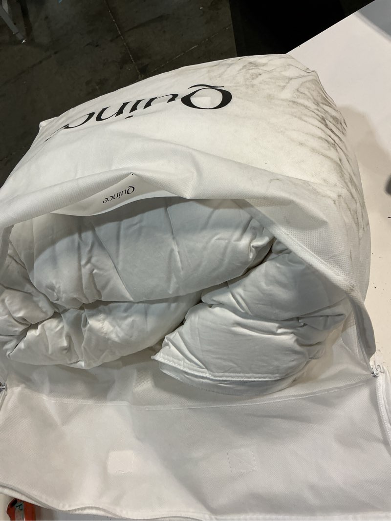 Condition photo showing As Is for lightweight premium down comforter, full/queen, down