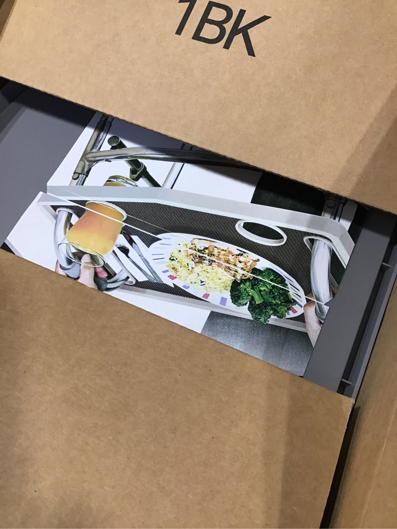 Condition photo showing As Is for Walker Tray Table with 2 Cup Holders - Universal Trays for Standard Folding Walkers - Home Mobility Accessories by Bluestone (Gray)