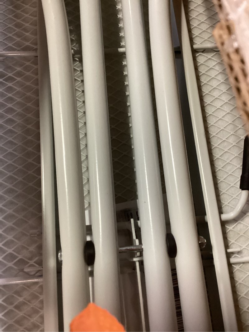 Condition photo showing Good Condition for ironing board 48" x 13" with iron rest, 7-level height adjustable, heavy duty steel legs, foldable space saving laundry iron table with heat resistant removable cover, grey
