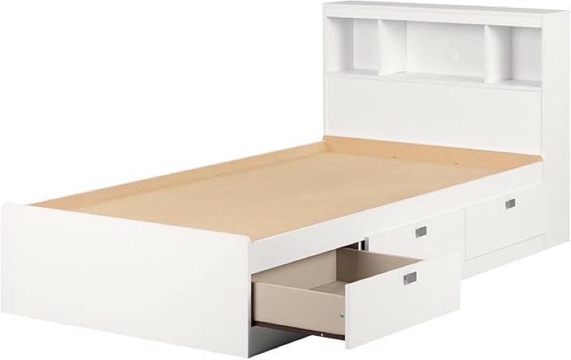 (Similar Color) South Shore Spark Twin Storage Bed and Bookcase Headboard 